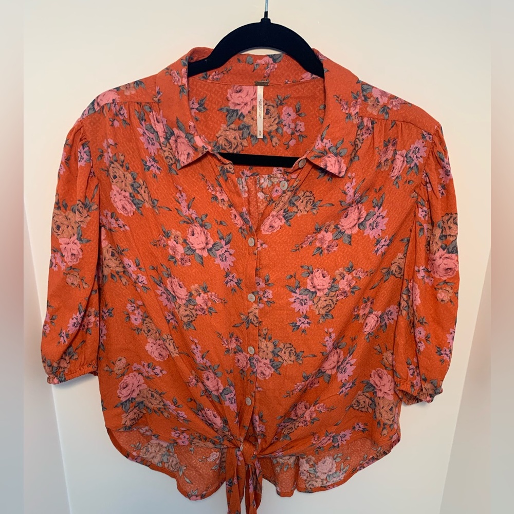 Free People Celia Floral Printed Blouse, size Medium.
